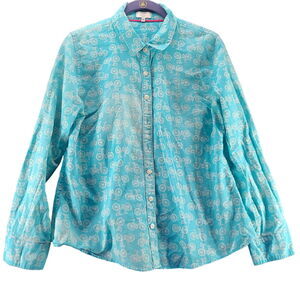 Crown & Ivy Womens Blouse Multi-Color Size PM 100% Cotton Long Sleeve Buttons